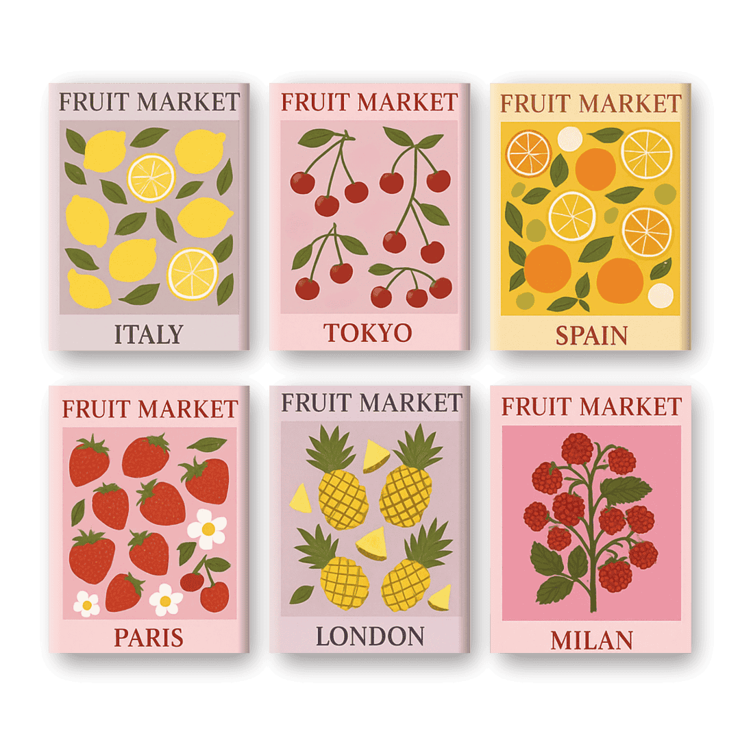 6 Mini Fruit Market Collection - Paint by Numbers Kit