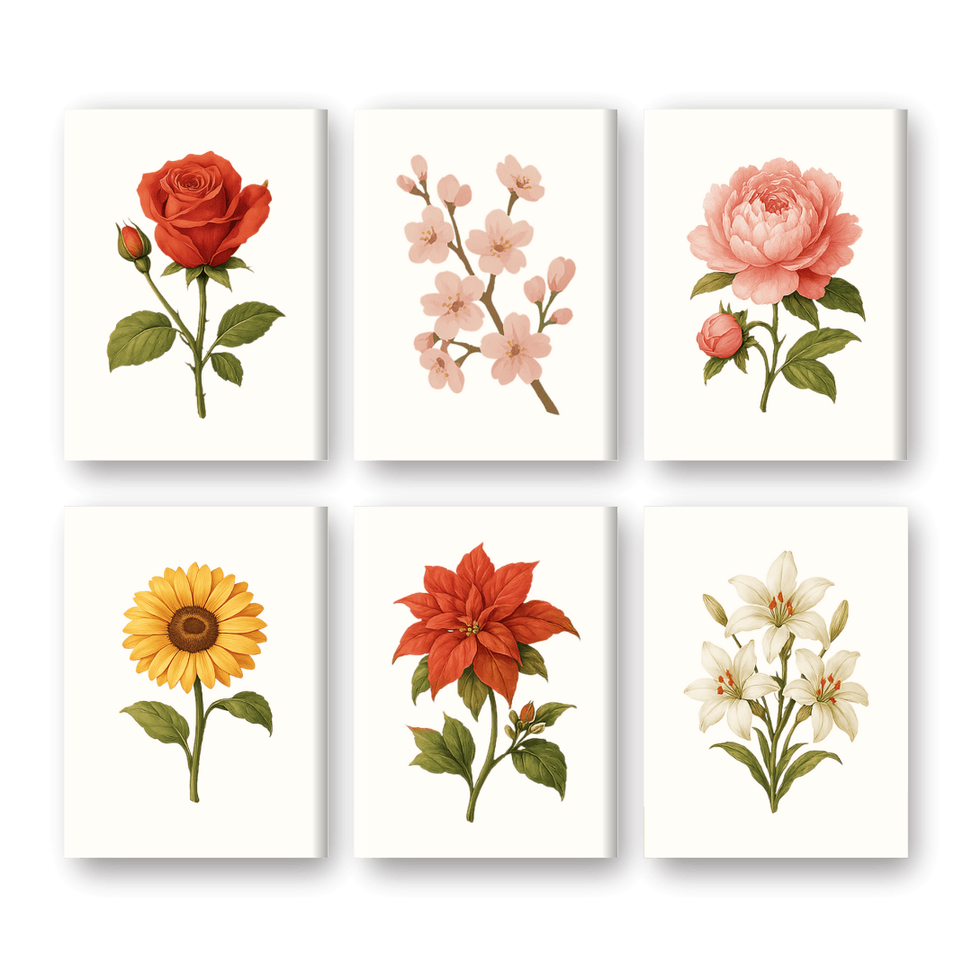 6 Mini Floral Bliss Set - Paint by Numbers Kit