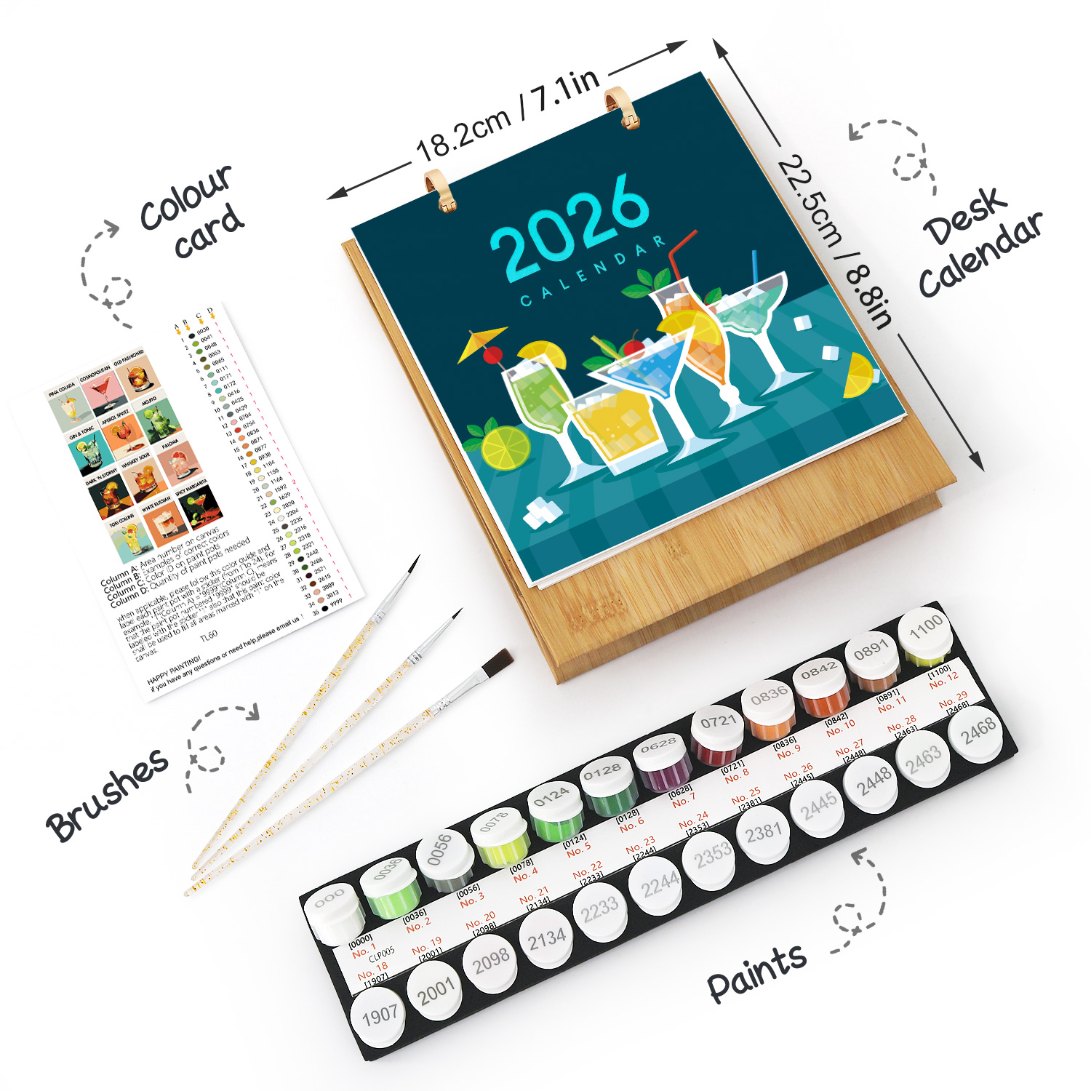 Elegant Cocktail Art Desk Calendar 2026 - Detail 5