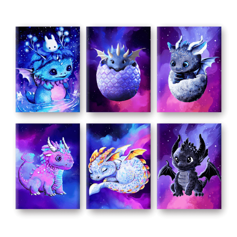 Tiny Dragons Fantasy Set - Paint by Numbers Kit