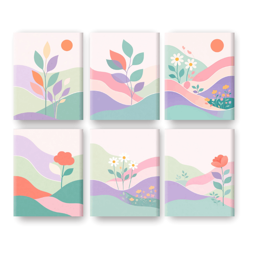 6 Mini Paintings - Pastel Dreamscapes - Paint by Numbers Kit