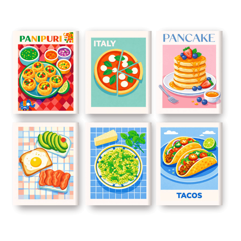 6 Mini Paintings - Tasty Favorites - Paint by Numbers Kit