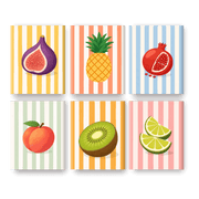 6 Mini Paintings - Colorful Fruit Stripes - Paint by Numbers Kit