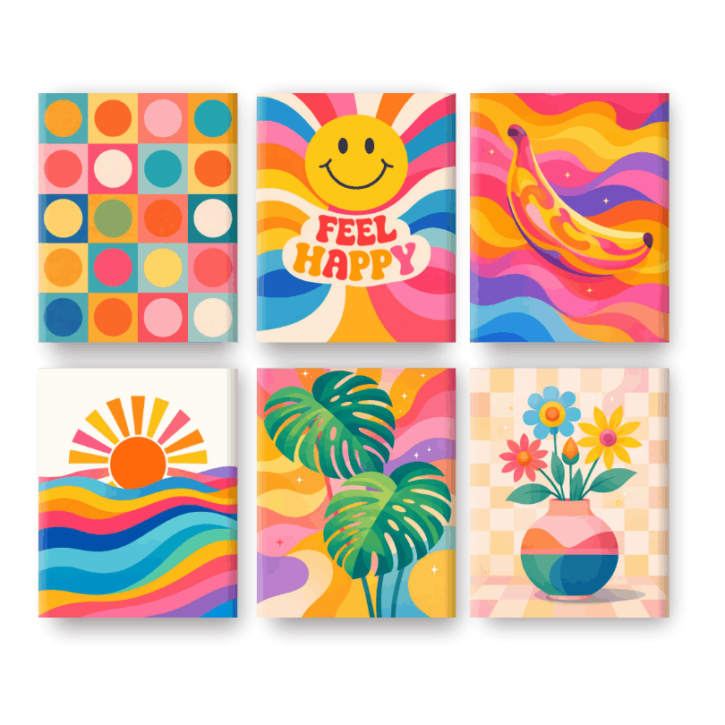 Rainbow Retro Mini Masterpieces - Paint by Numbers Kit