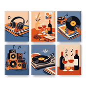 6 Mini Paintings - Melodies & Merlot - Paint by Numbers Kit