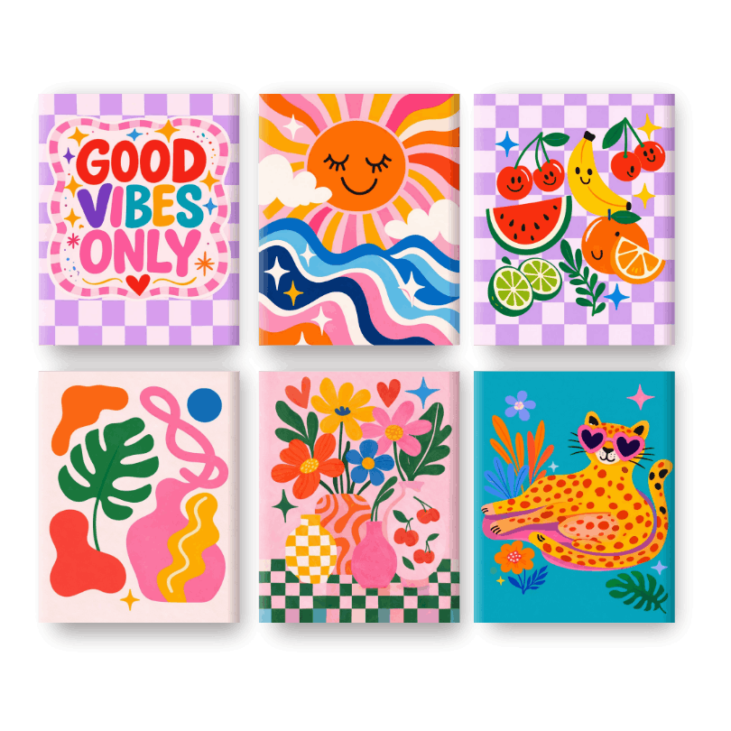 6 Mini Paintings - Uplifting Vibes Set - Paint by Numbers Kit