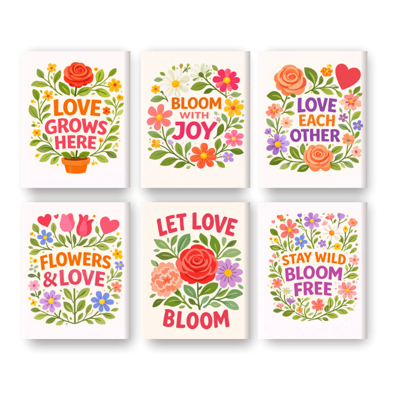 Blooming Quotes & Colorful Flowers - Paint by Numbers Kit