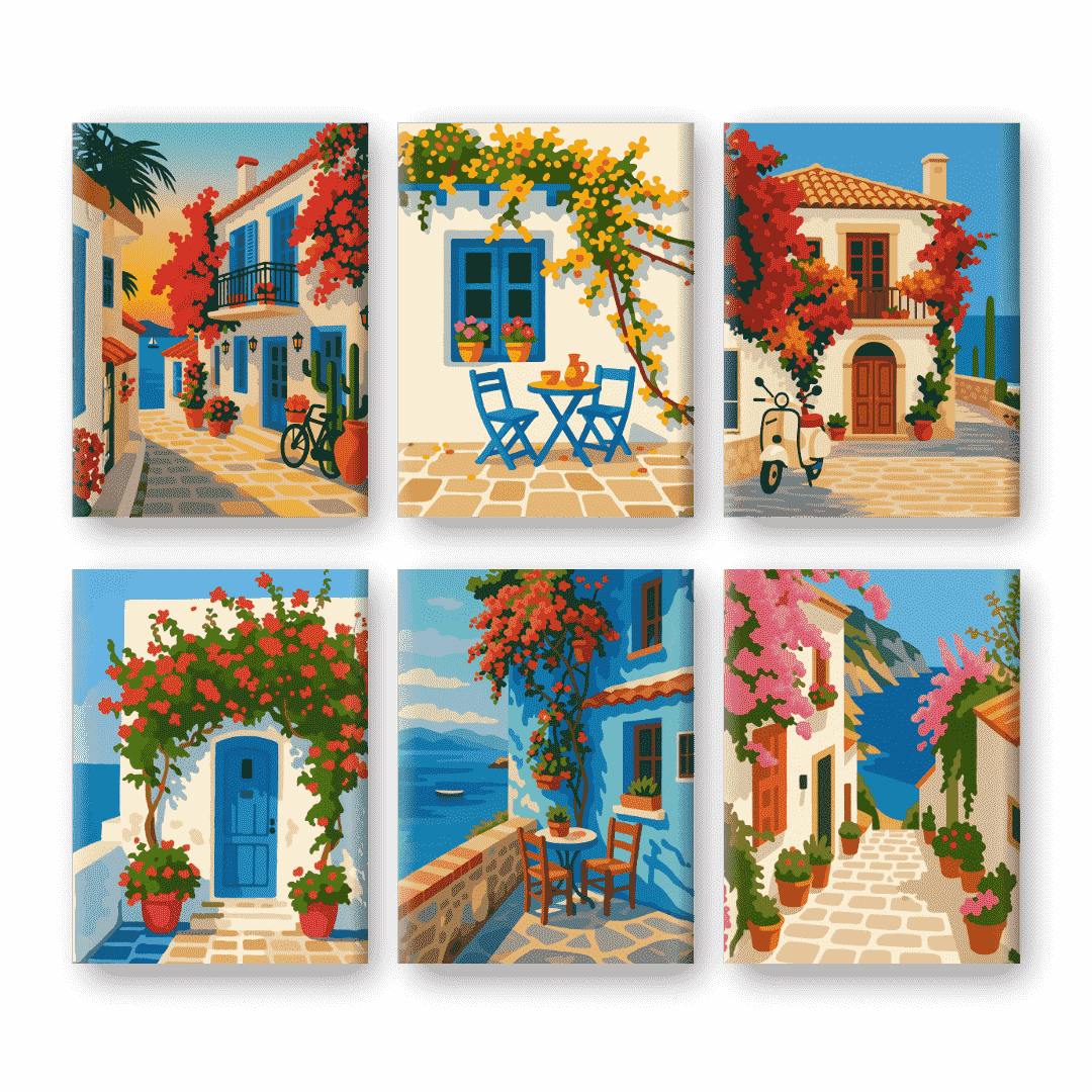 Sunny Mediterranean Mini Scenes - Paint by Numbers Kit