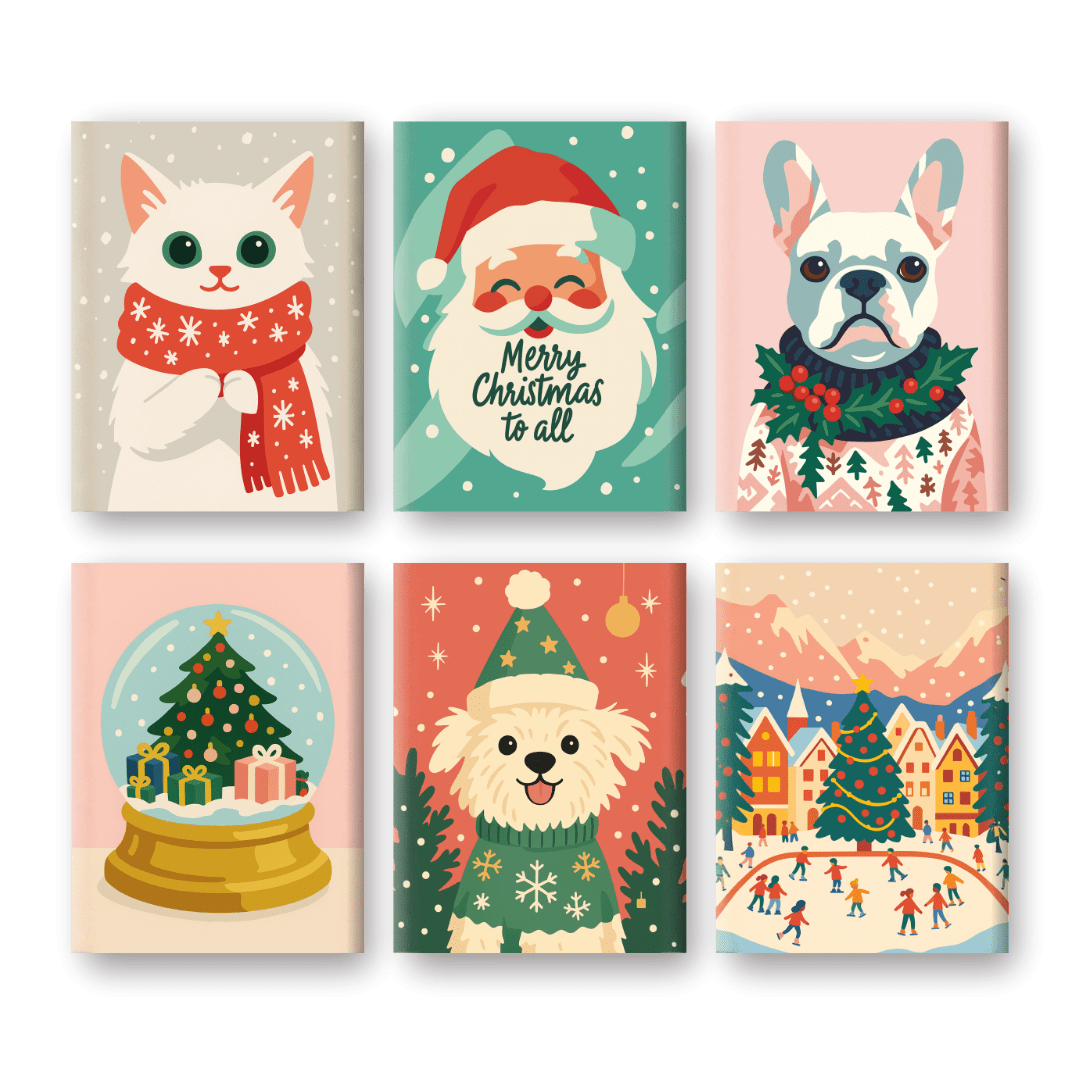 6 Mini Cozy Christmas Scenes - Paint by Numbers Kit