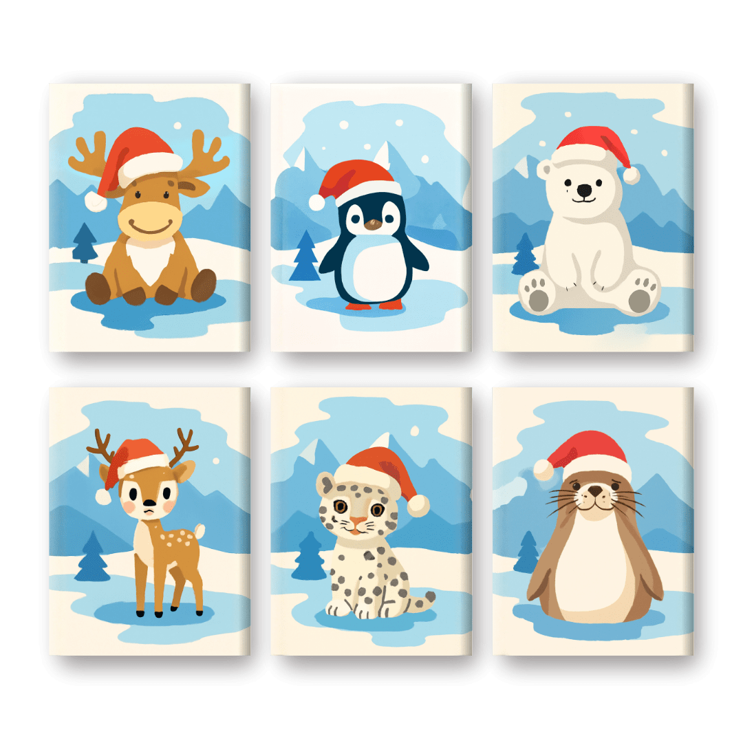 6 Mini Holiday Animal Friends - Paint by Numbers Kit