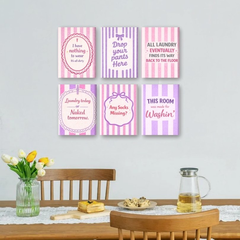 6 Mini Paintings - Laundry Room Quotes - Detail 2