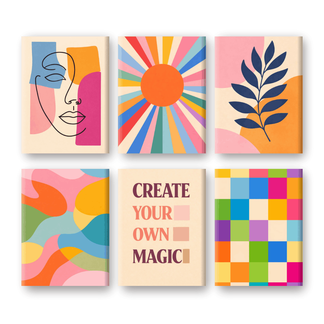 6 Mini Paintings - Colorful Balance Set - Paint by Numbers Kit