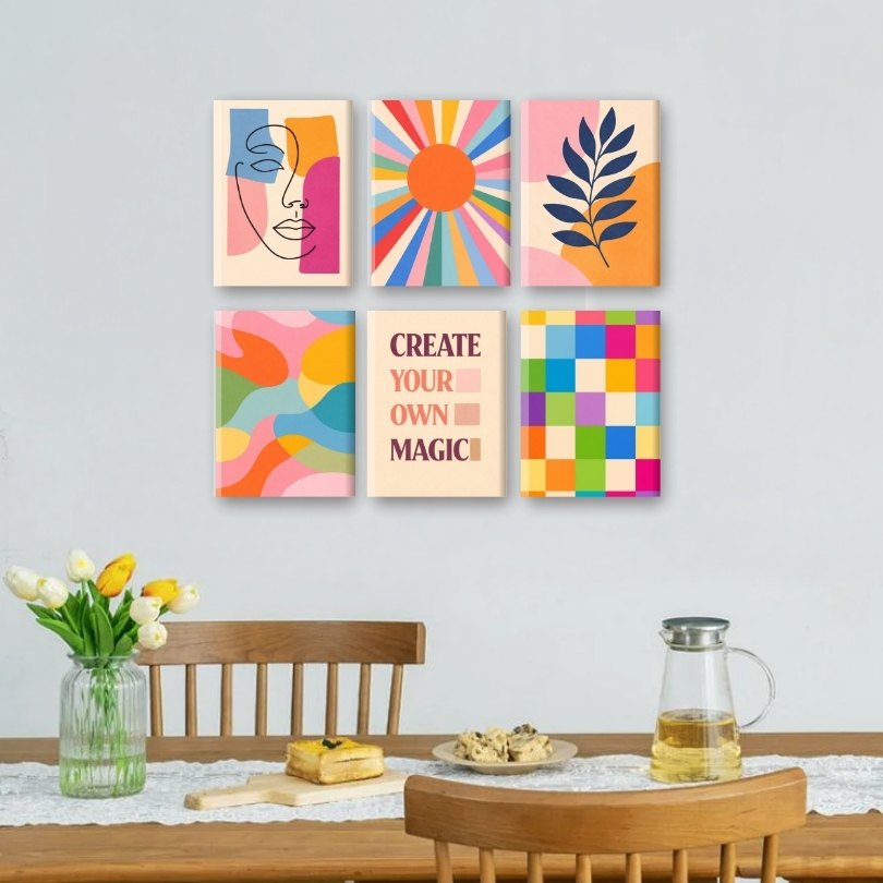 6 Mini Paintings - Colorful Balance Set - Detail 2
