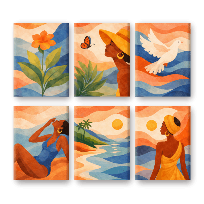 Peaceful Boho Sunset Mini Set - Paint by Numbers Kit