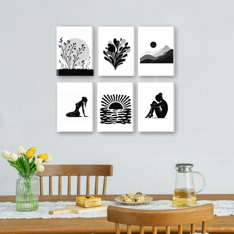 6 Mini Paintings - Serene Silhouettes - Detail 2