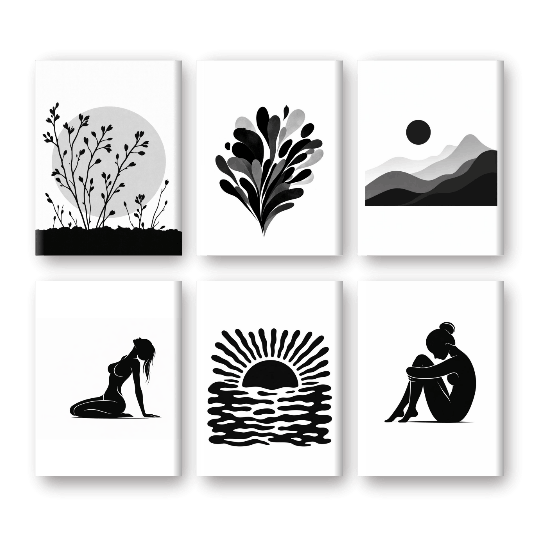 6 Mini Paintings - Serene Silhouettes - Paint by Numbers Kit