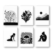 6 Mini Paintings - Serene Silhouettes - Paint by Numbers Kit