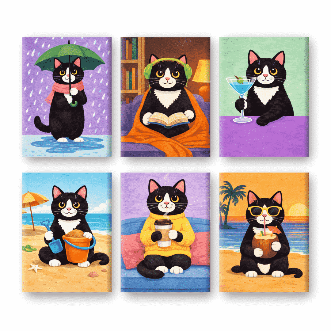 Cats in Paradise Mini Paintings - Paint by Numbers Kit