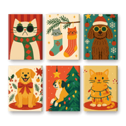 Festive Paws: Mini Pets in Holiday Cheer - Paint by Numbers Kit