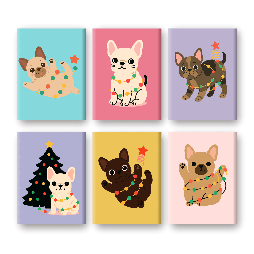 Festive Bulldog Mini Art Collection - Paint by Numbers Kit