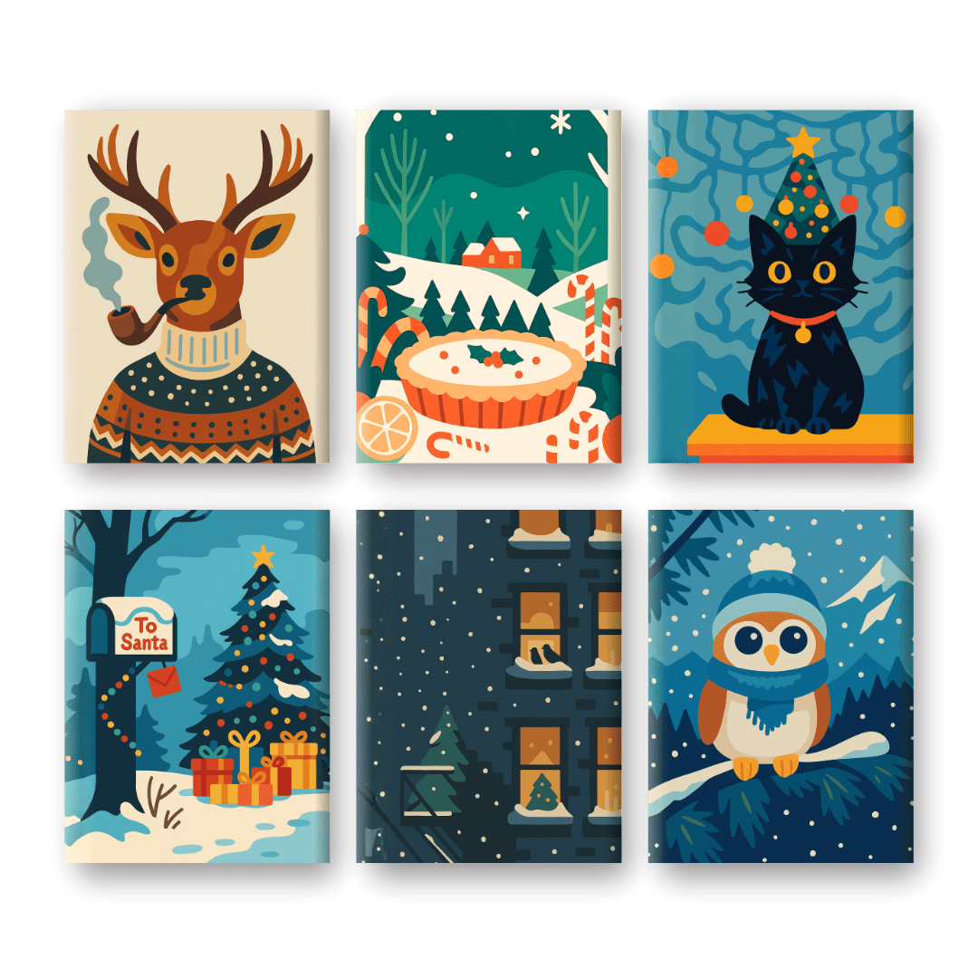 Festive Feline & Owl - Paint by Numbers Kit