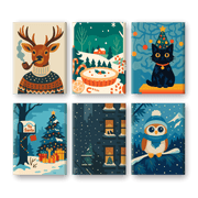 Festive Feline & Owl - Paint by Numbers Kit
