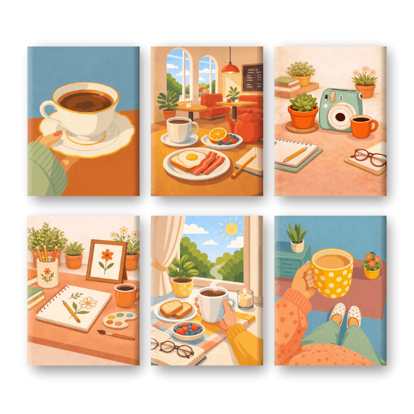 6 Mini Coffee & Comforts - Paint by Numbers Kit