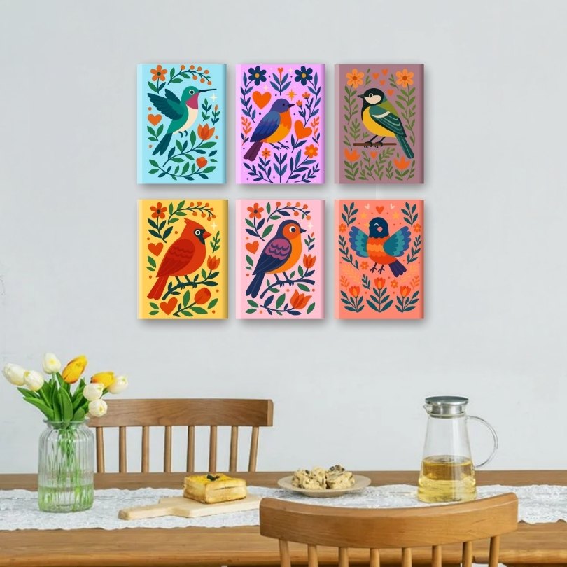 Colorful Birds in Bloom - Detail 2