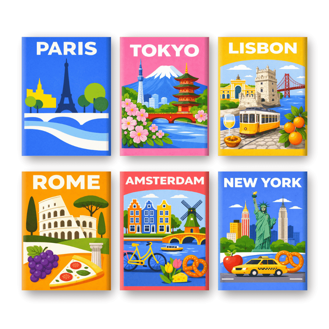 Colorful Cityscapes Mini Collection - Paint by Numbers Kit