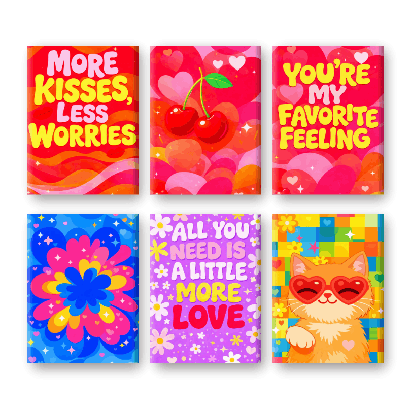 Colorful Love & Cats Mini Collection - Paint by Numbers Kit