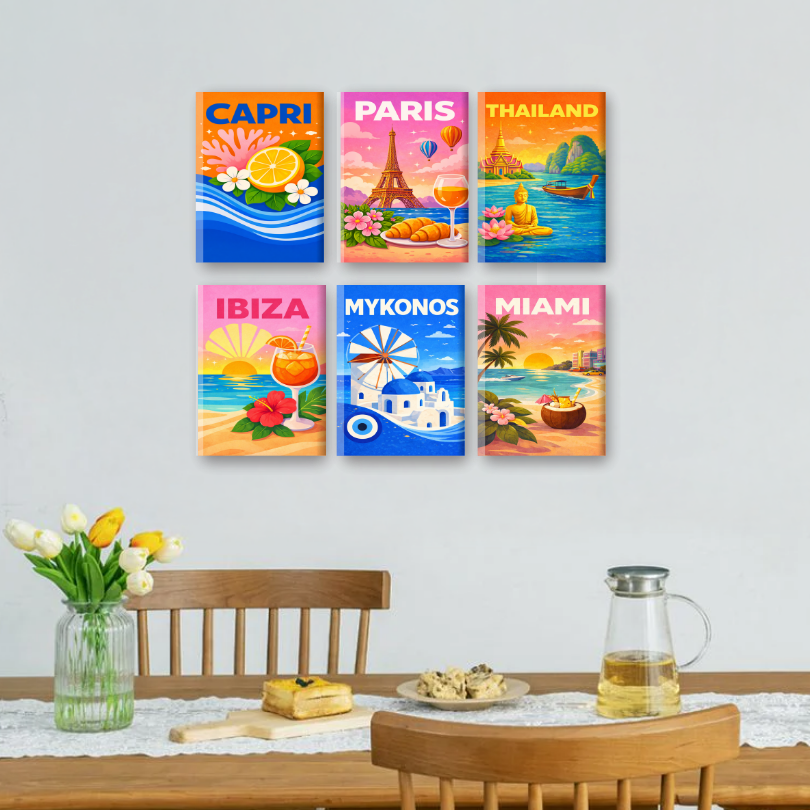 Colorful Travel Poster Set - Detail 2