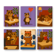 Whimsical Bears in Love - Paint by Numbers Kit