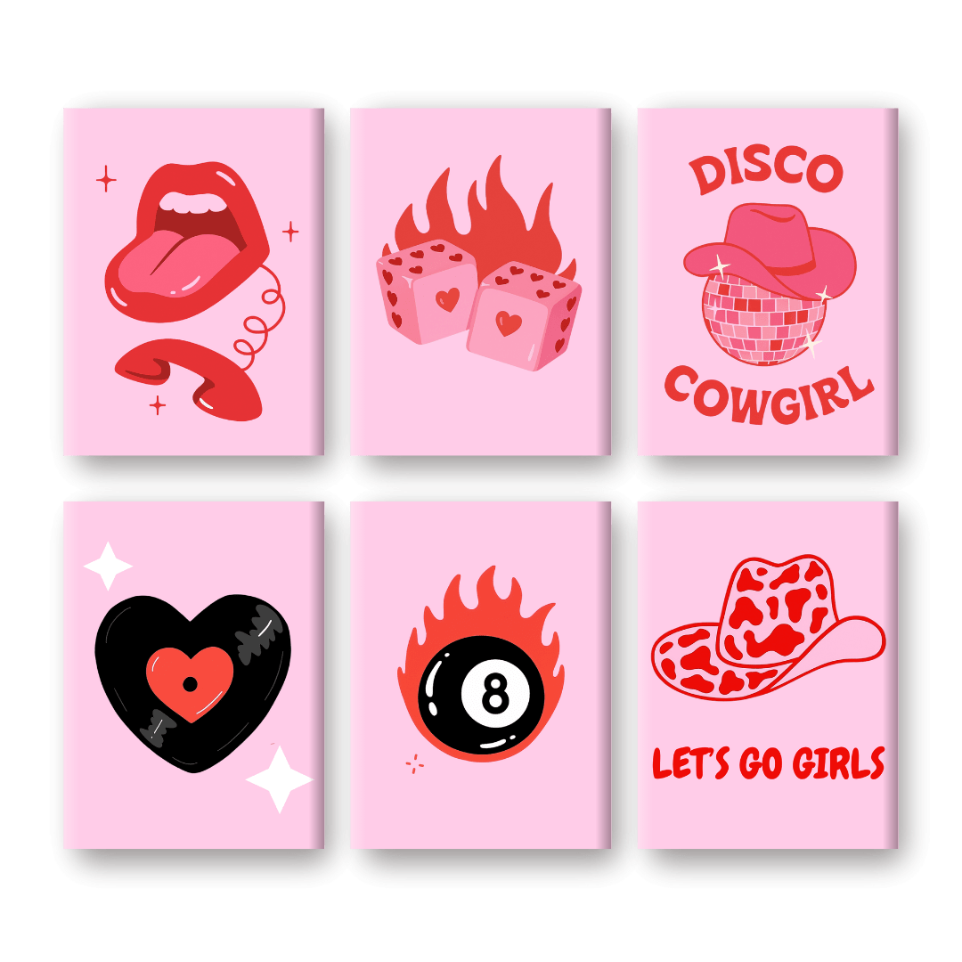 6 Mini Paintings - Disco Cowgirl Vibe - Paint by Numbers Kit