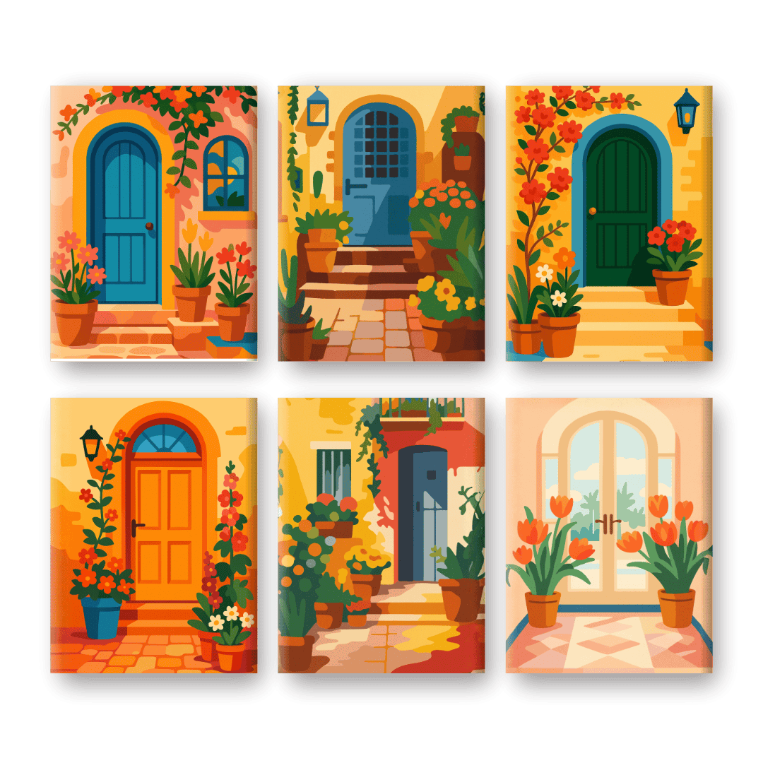 Colorful Doors & Blooms - Paint by Numbers Kit