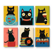 Whimsical Black Cat Fun - Paint by Numbers Kit
