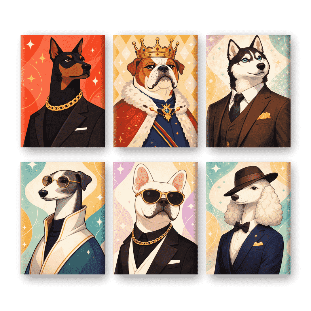 Distinguished Pooch Portraits Mini Set - Paint by Numbers Kit