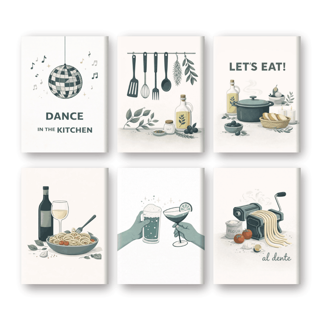 6 Mini Paintings - Kitchen Cheers - Paint by Numbers Kit