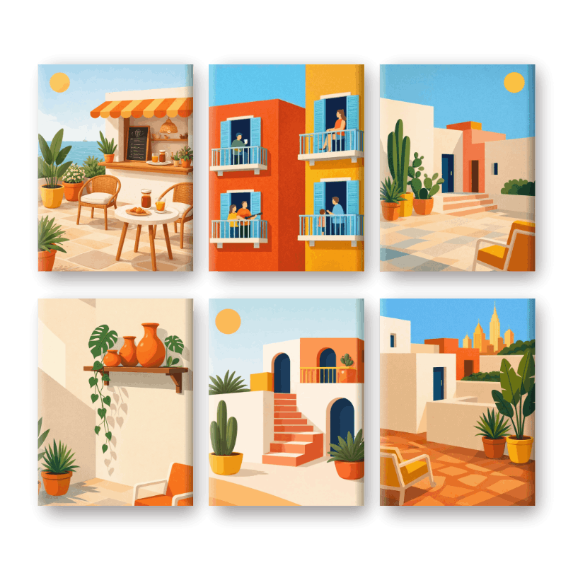 Mediterranean Village Mini Set - Paint by Numbers Kit