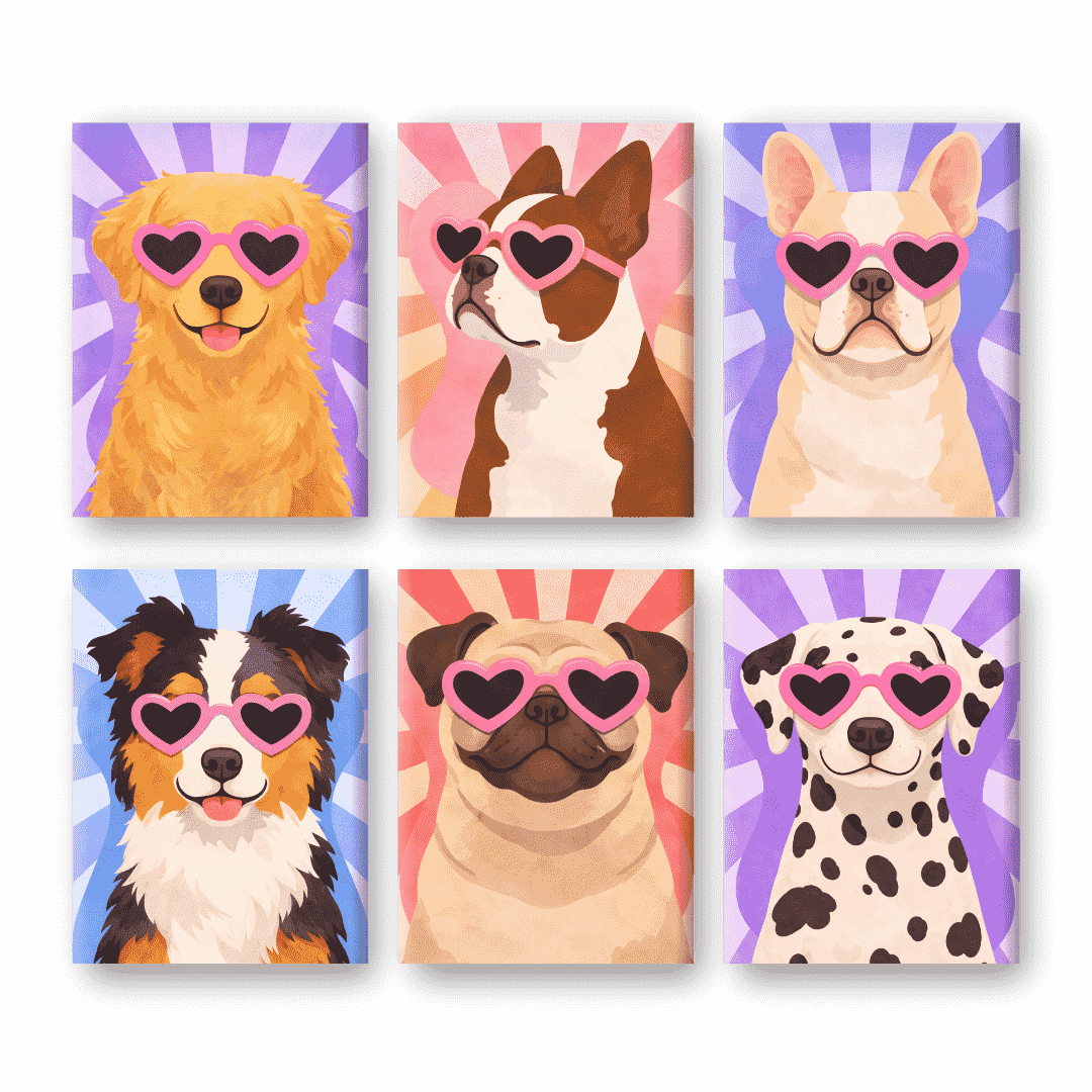 Playful Pups in Pop Art Style - Paint by Numbers Kit