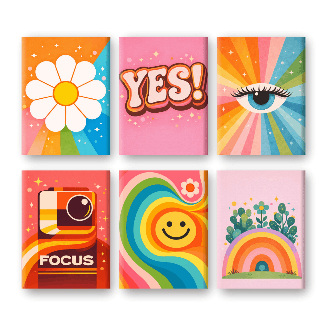 Retro Joy: Colorful Mini Art - Paint by Numbers Kit