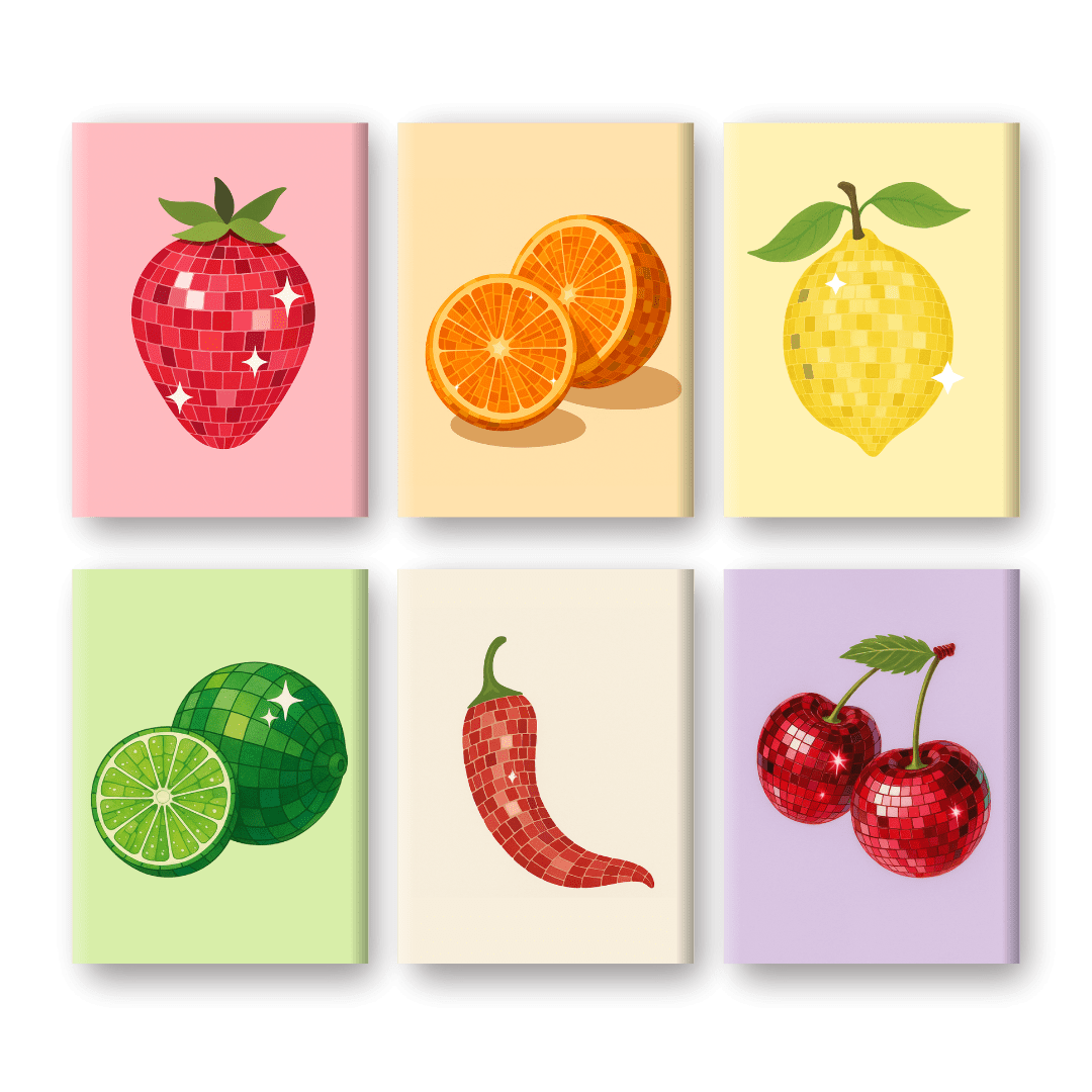 6 Mini Paintings - Vibrant Fruit Collection - Paint by Numbers Kit