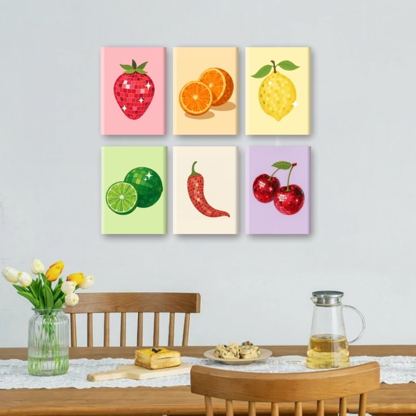 6 Mini Paintings - Vibrant Fruit Collection - Detail 2