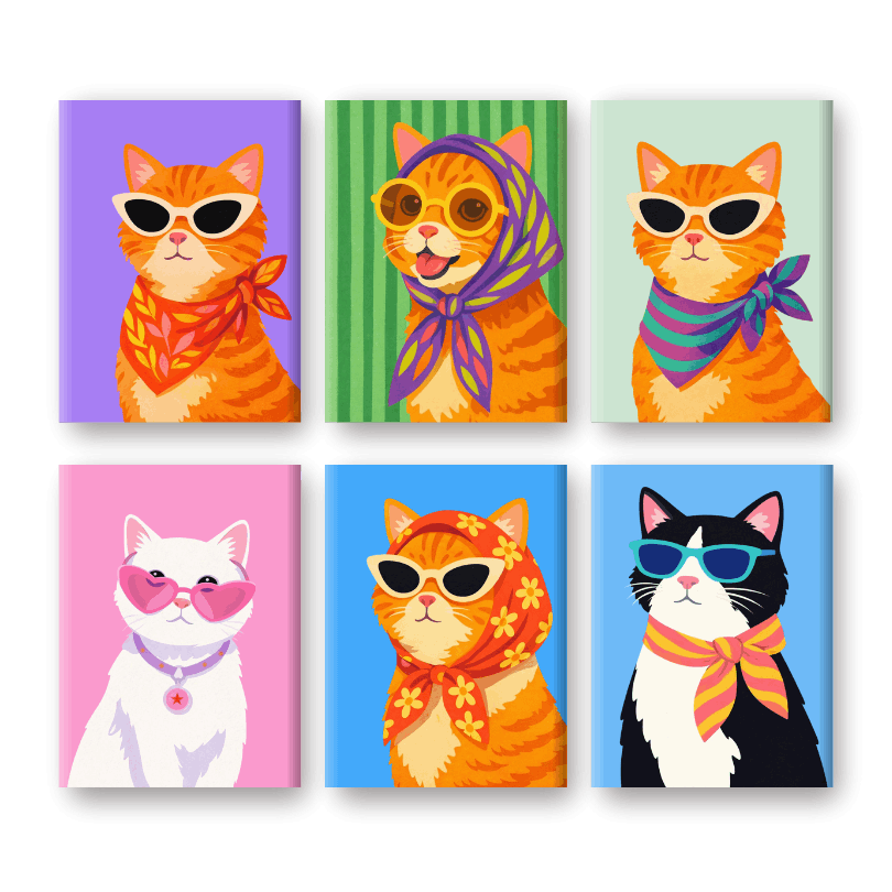 Charming Cats in Glamour - Paint by Numbers Kit