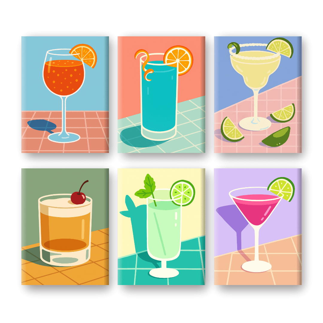 Tropical Cheers: Mini Cocktail Art - Paint by Numbers Kit