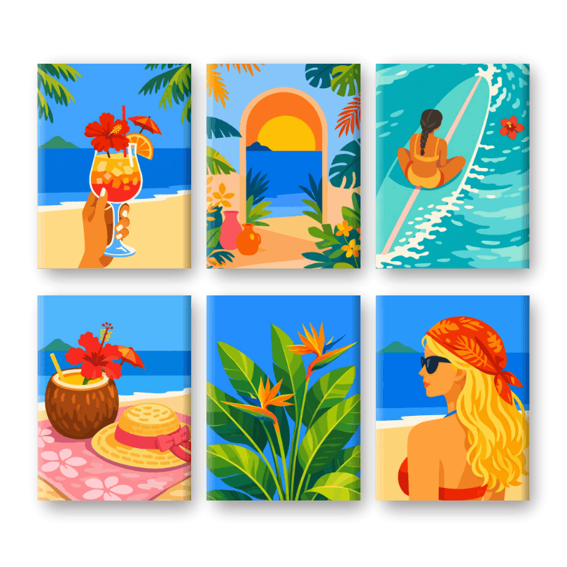 Tropical Beach Bliss: Mini Paintings - Paint by Numbers Kit
