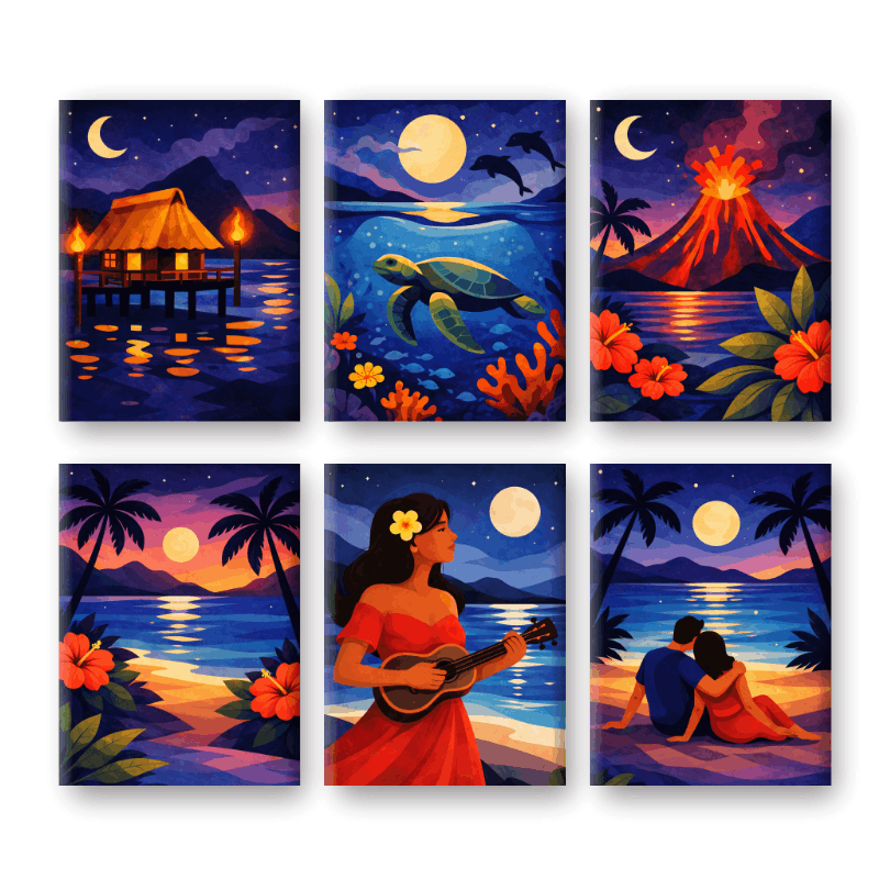 Moonlit Tropical Night Mini Set - Paint by Numbers Kit