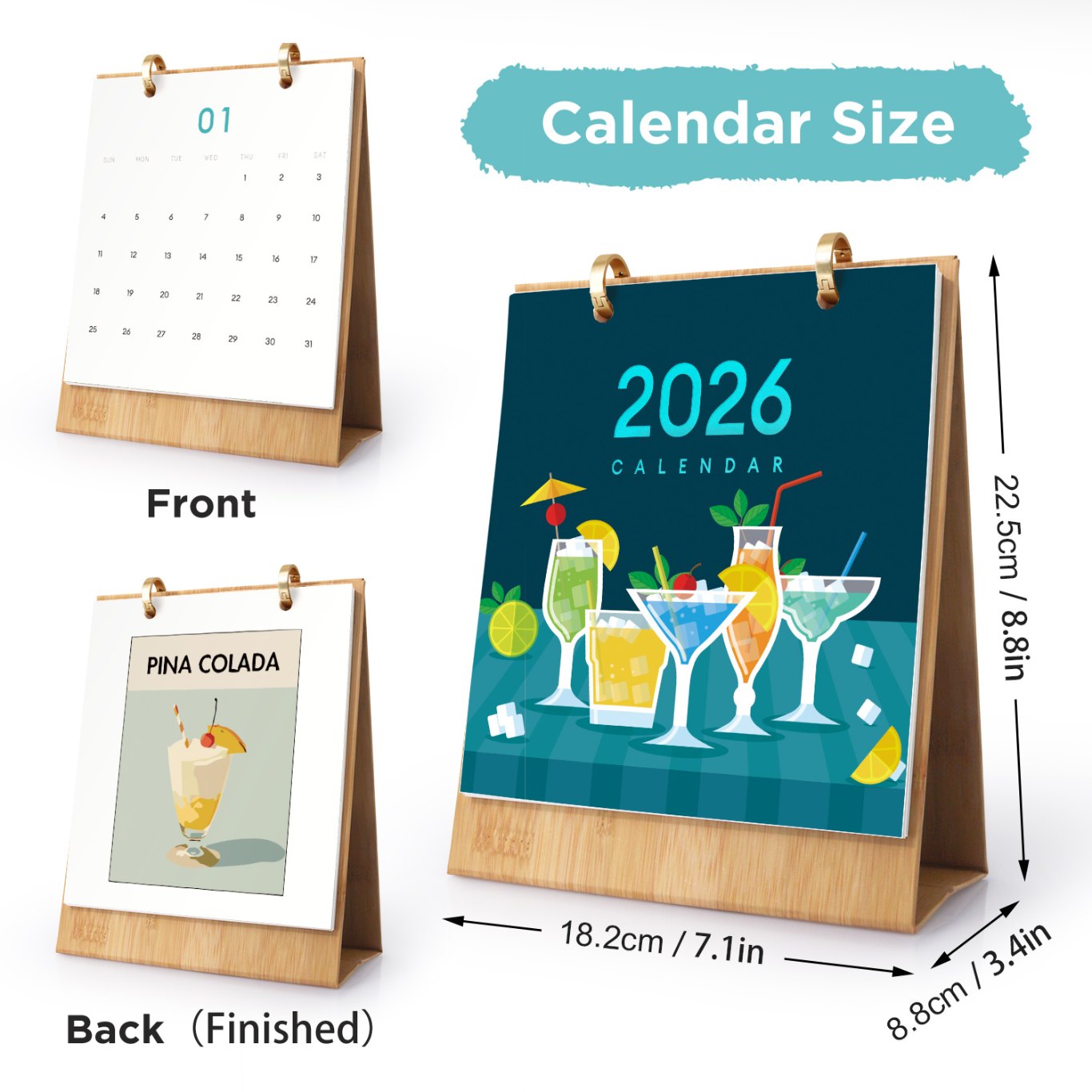 Elegant Cocktail Art Desk Calendar 2026 - Detail 4