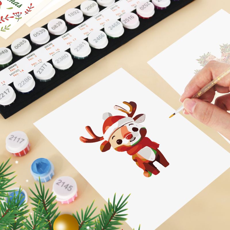 Festive Holiday Postcards | Paint by Number - Detail 6