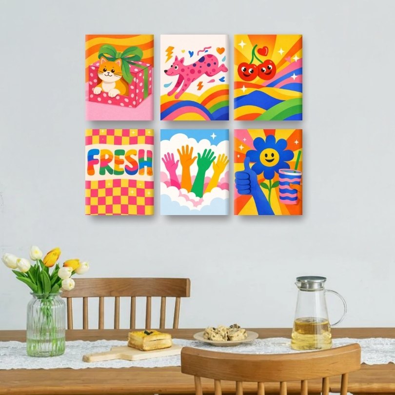 6 Mini Paintings - Rainbow Joyful Moments - Detail 2