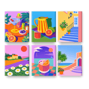 6 Mini Sun-Kissed Summer Scenes - Paint by Numbers Kit